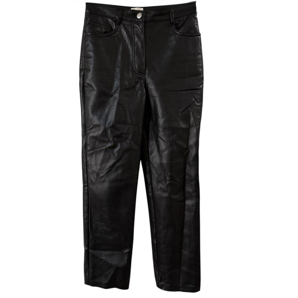 Aritzia Wilfred Melina Pants Womens 4 Black Faux Leather‎ High Rise Straight